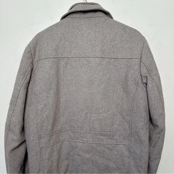 London Fog Mens Small Tan Wool Stand Collar Hip Length Coat Jacket - Picture 12 of 14